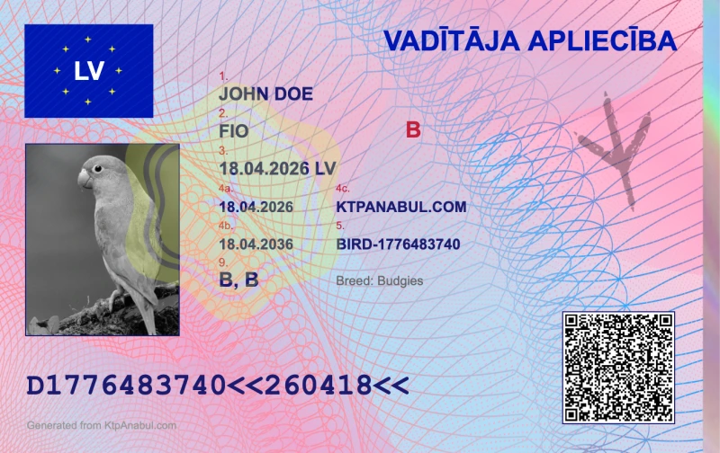 Prévia do cartão de identidade para pássaro